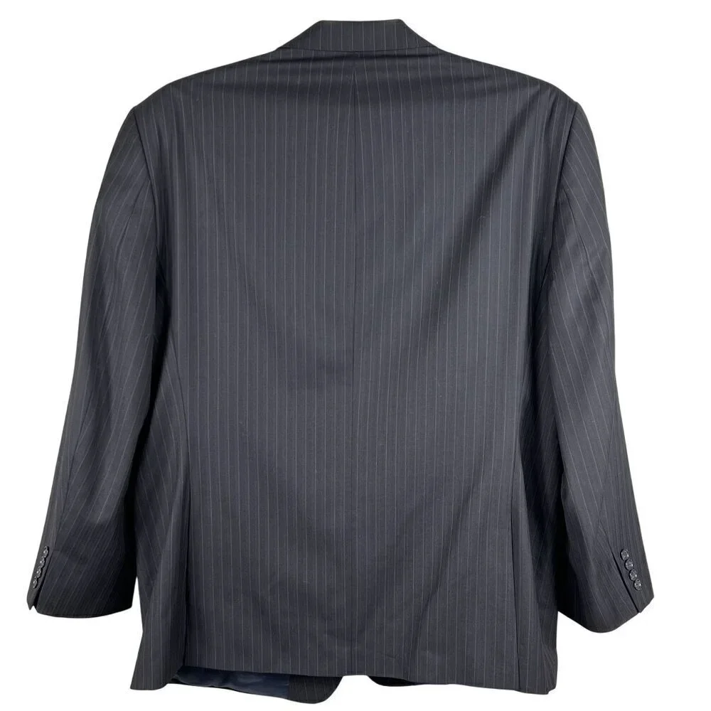 Calvin Klein Mens 44R Blue Pinstripe Wool Single Breasted Sport Coat Old Money